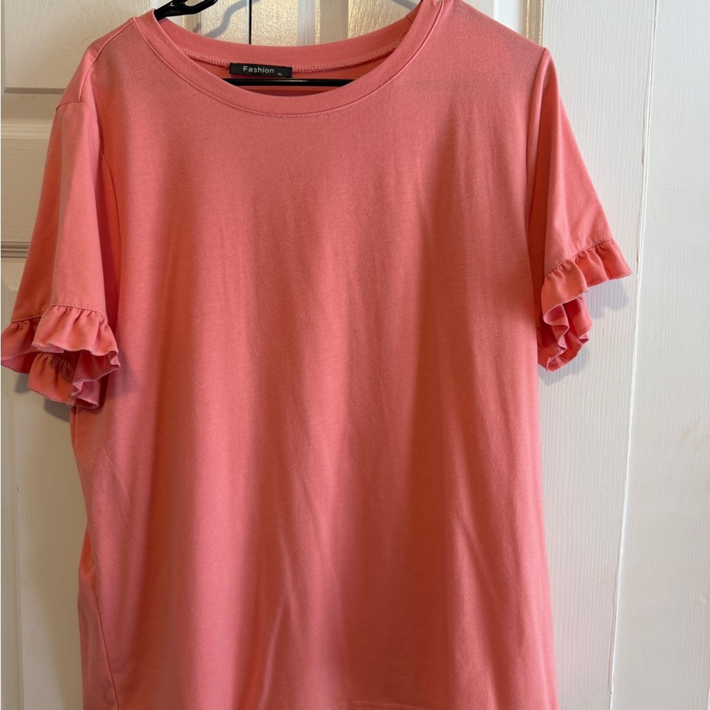 Coral Ruffle Sleeve Women's Tee